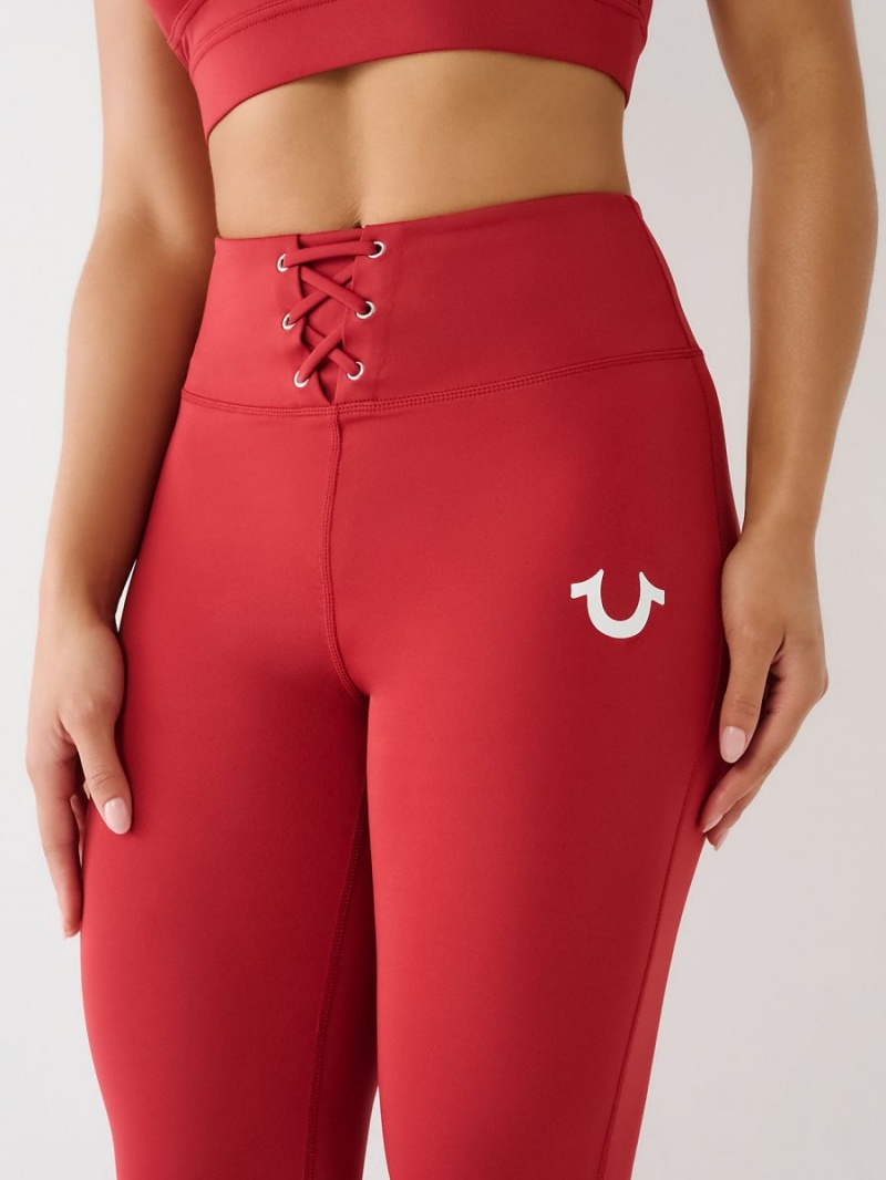 Ruby Red True Religion High Rise Lace Up Flare Leggings | 2548-RTBAF