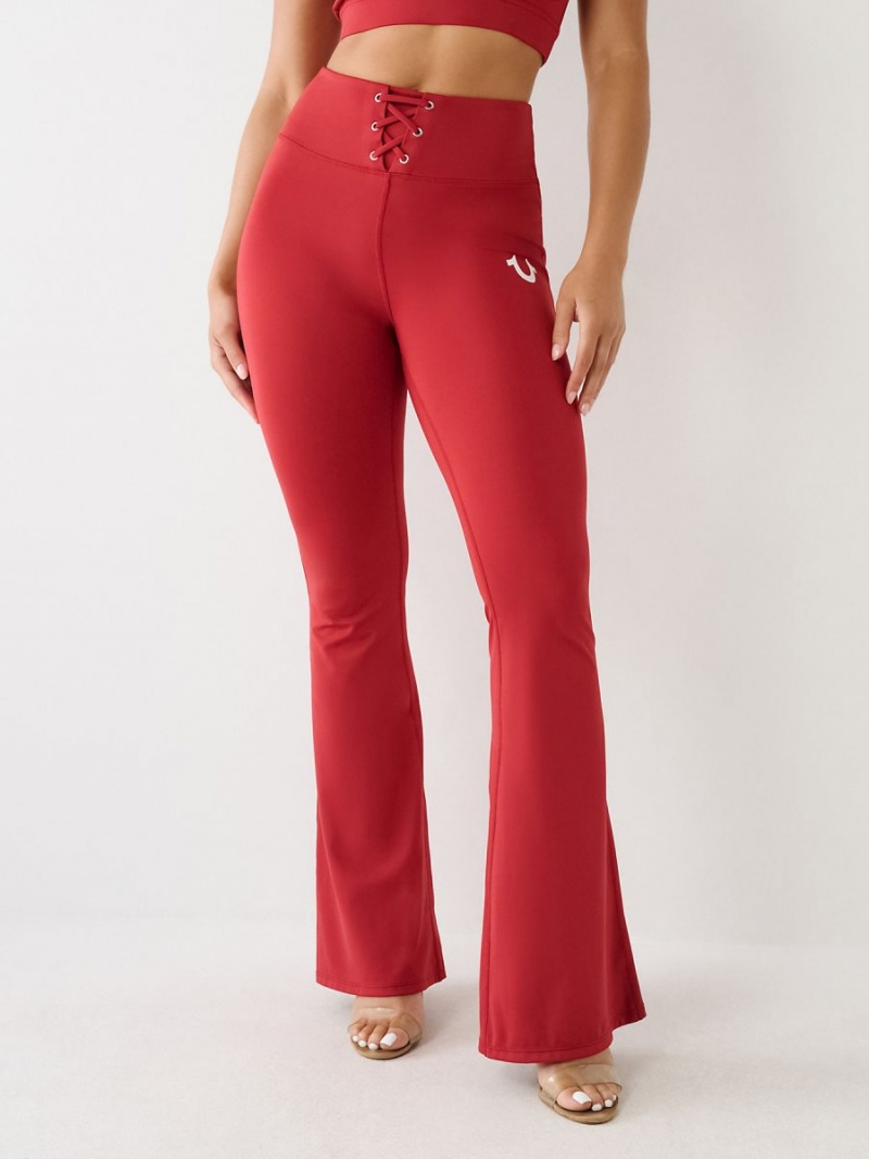 Ruby Red True Religion High Rise Lace Up Flare Leggings | 2548-RTBAF