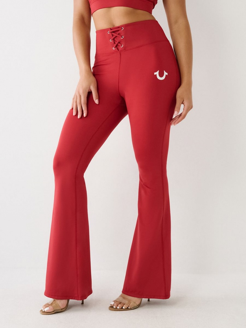 Ruby Red True Religion High Rise Lace Up Flare Leggings | 2548-RTBAF