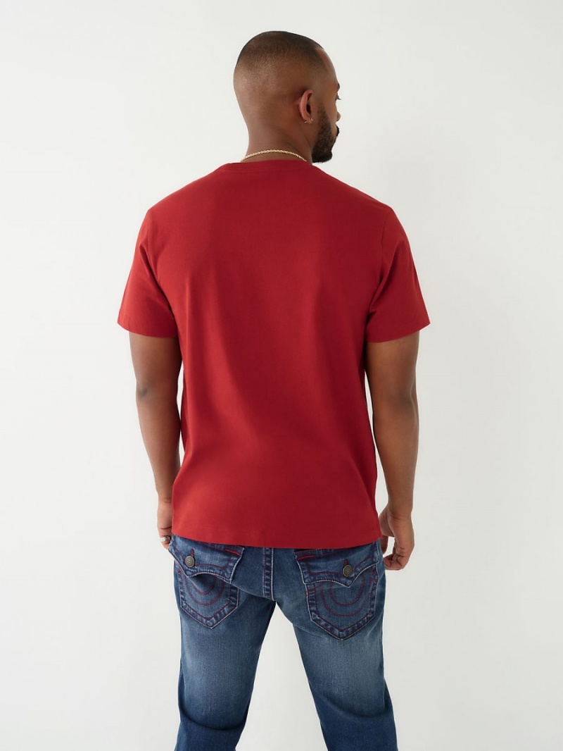 Ruby Red True Religion Horseshoe Logo T Shirts | 5973-LWOEM