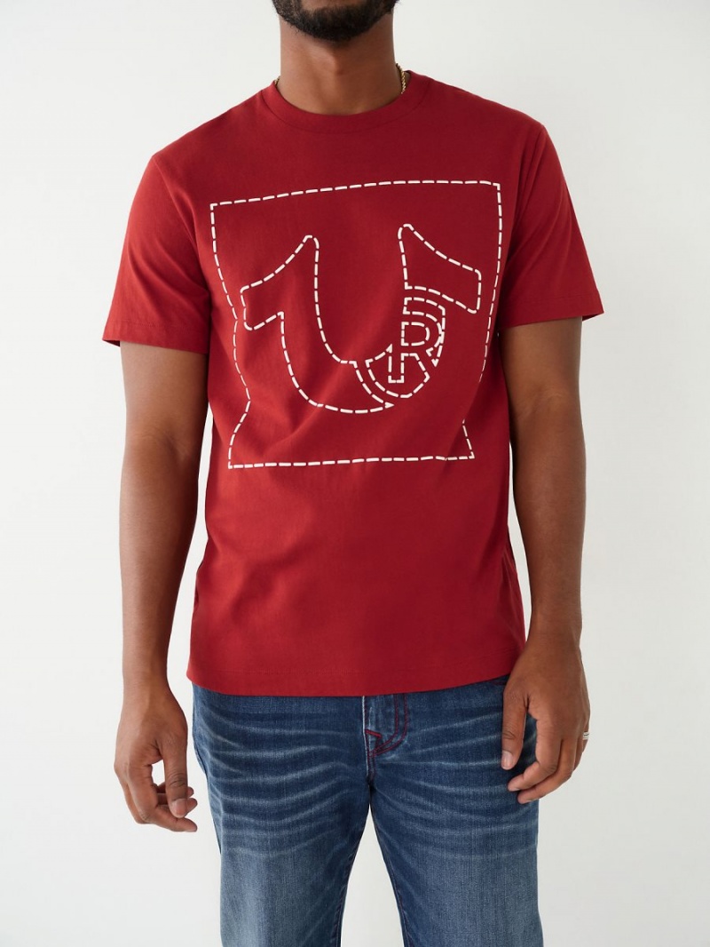 Ruby Red True Religion Horseshoe Logo T Shirts | 5973-LWOEM