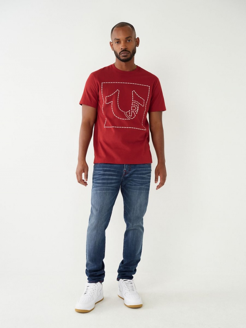 Ruby Red True Religion Horseshoe Logo T Shirts | 5973-LWOEM