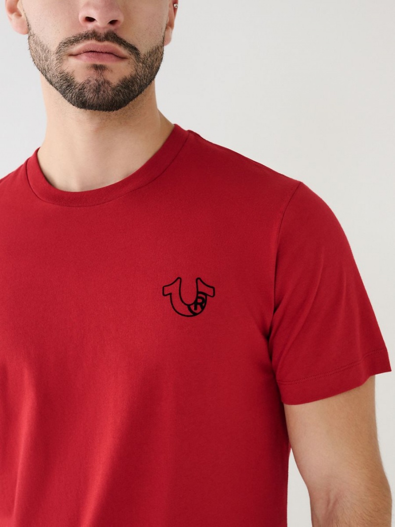 Ruby Red True Religion Horseshoe Logo T Shirts | 9358-TKADW