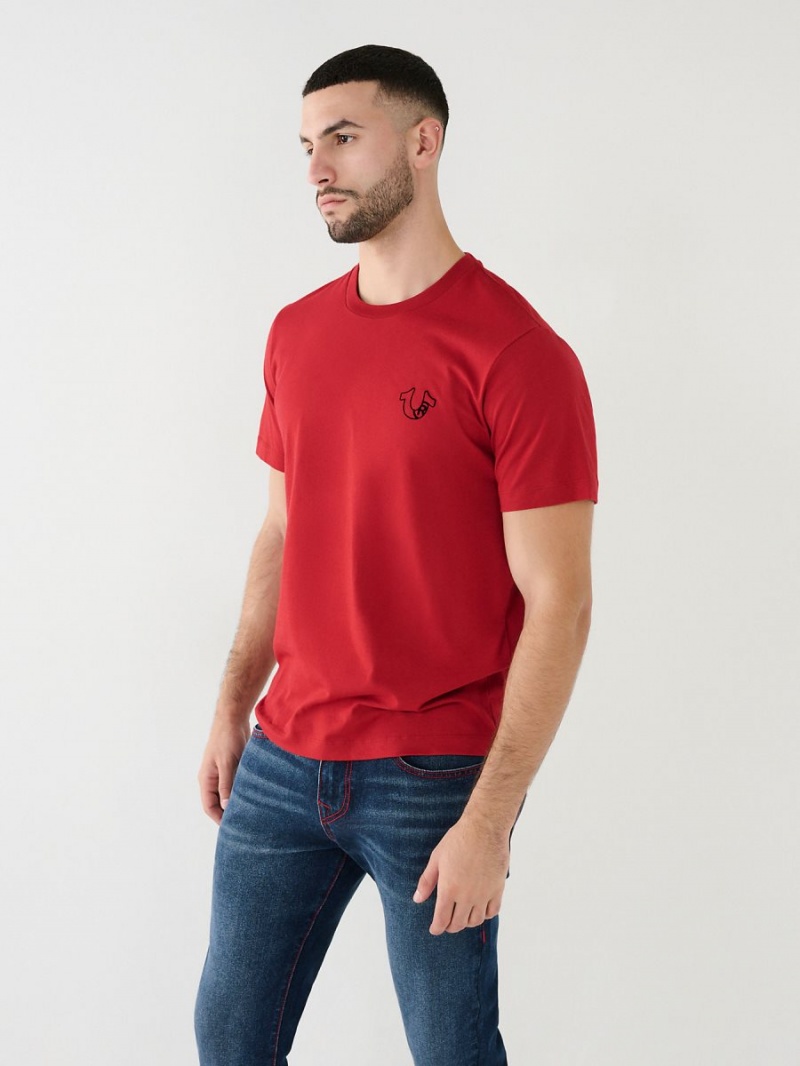 Ruby Red True Religion Horseshoe Logo T Shirts | 9358-TKADW