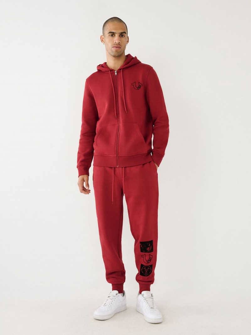 Ruby Red True Religion Logo Jogger | 1834-JLQGW