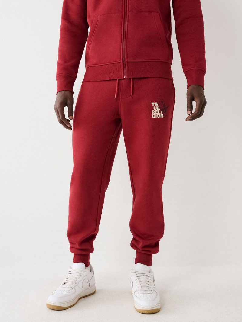 Ruby Red True Religion Logo Jogger | 2401-XFASB