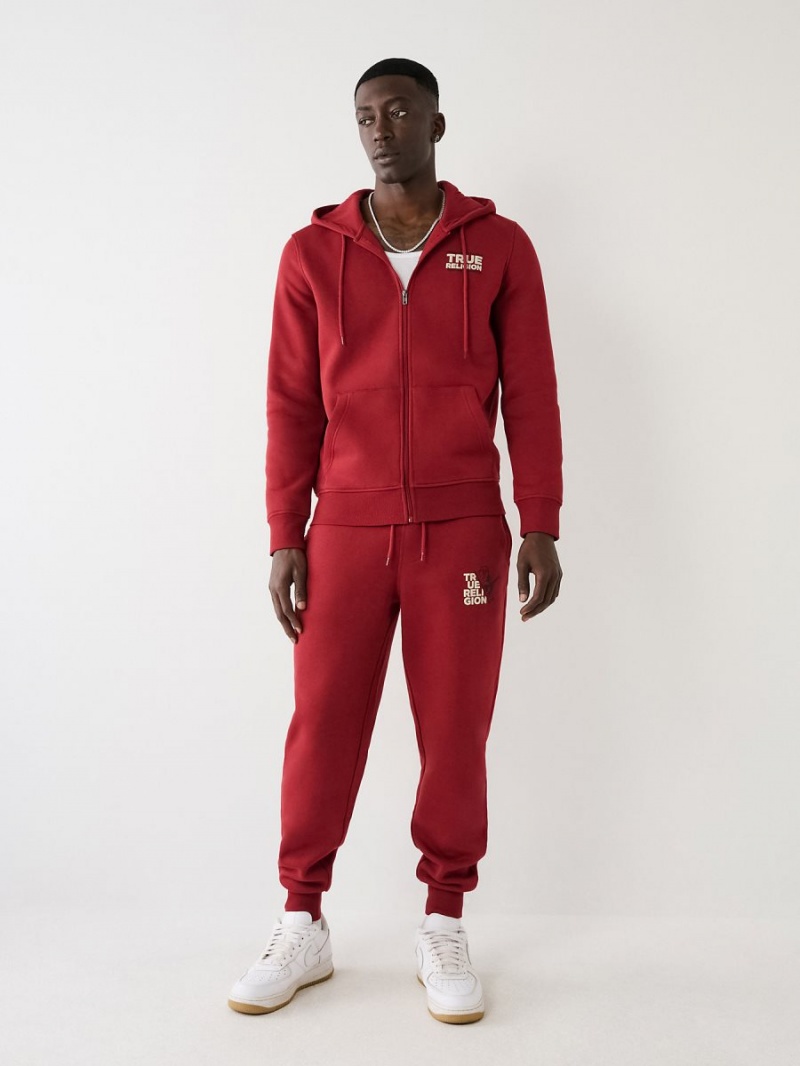 Ruby Red True Religion Logo Jogger | 2401-XFASB