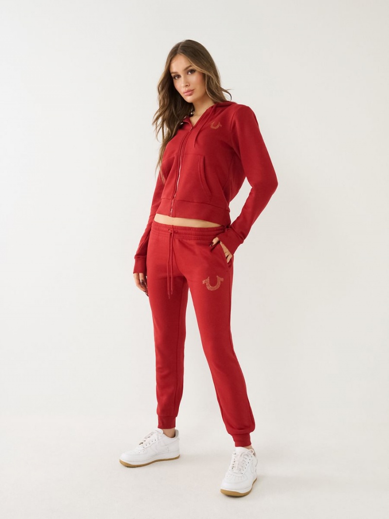 Ruby Red True Religion Logo Jogger | 9546-SFCLO