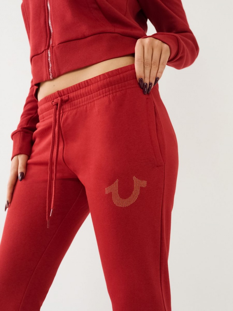 Ruby Red True Religion Logo Jogger | 9546-SFCLO