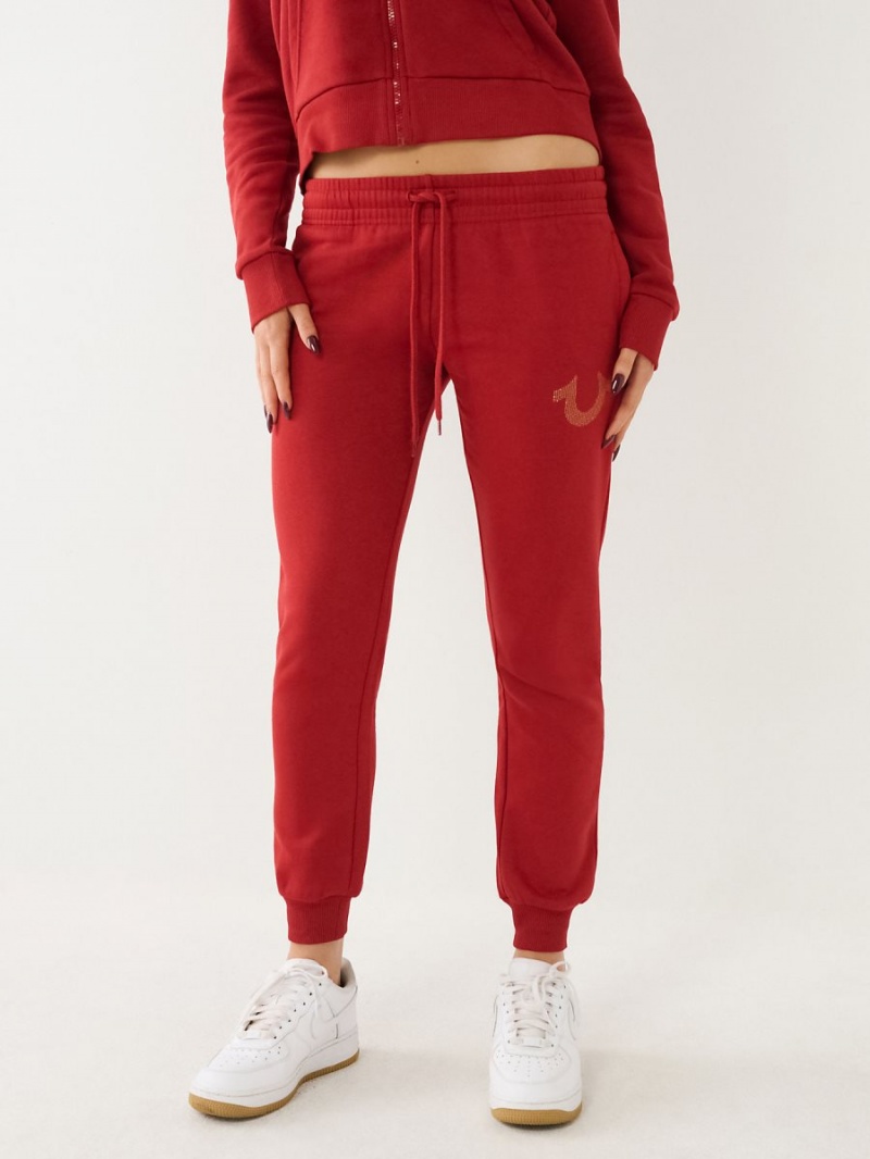 Ruby Red True Religion Logo Jogger | 9546-SFCLO