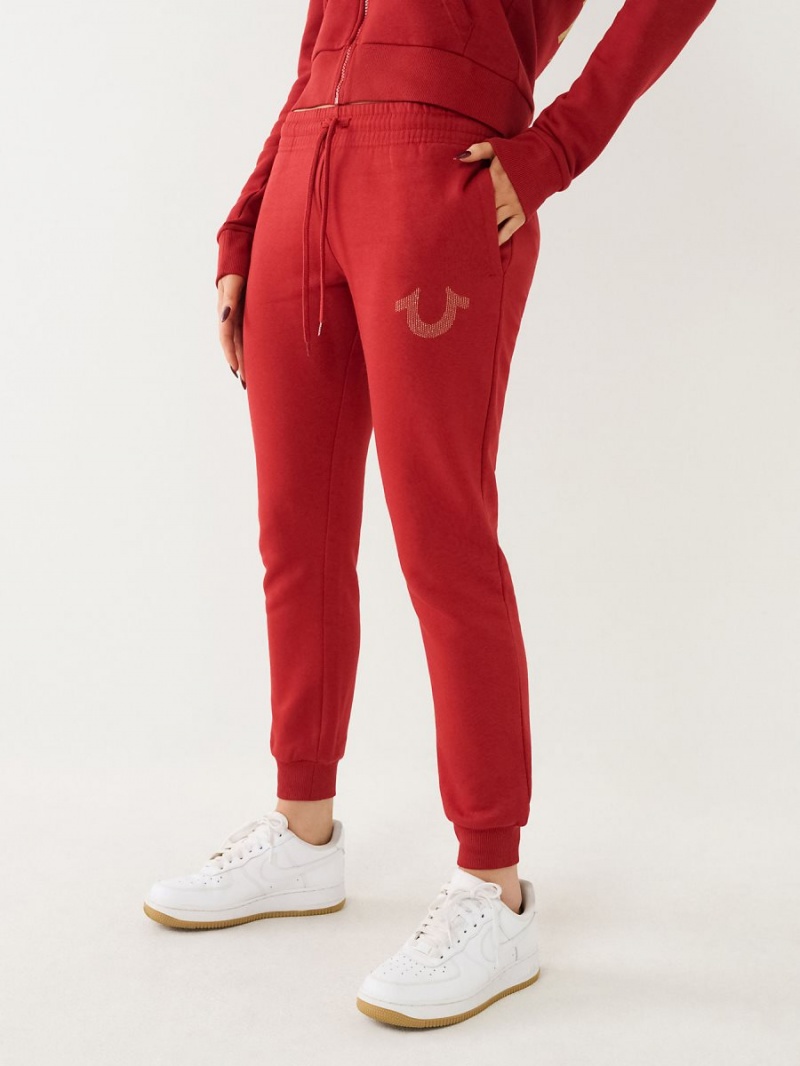 Ruby Red True Religion Logo Jogger | 9546-SFCLO