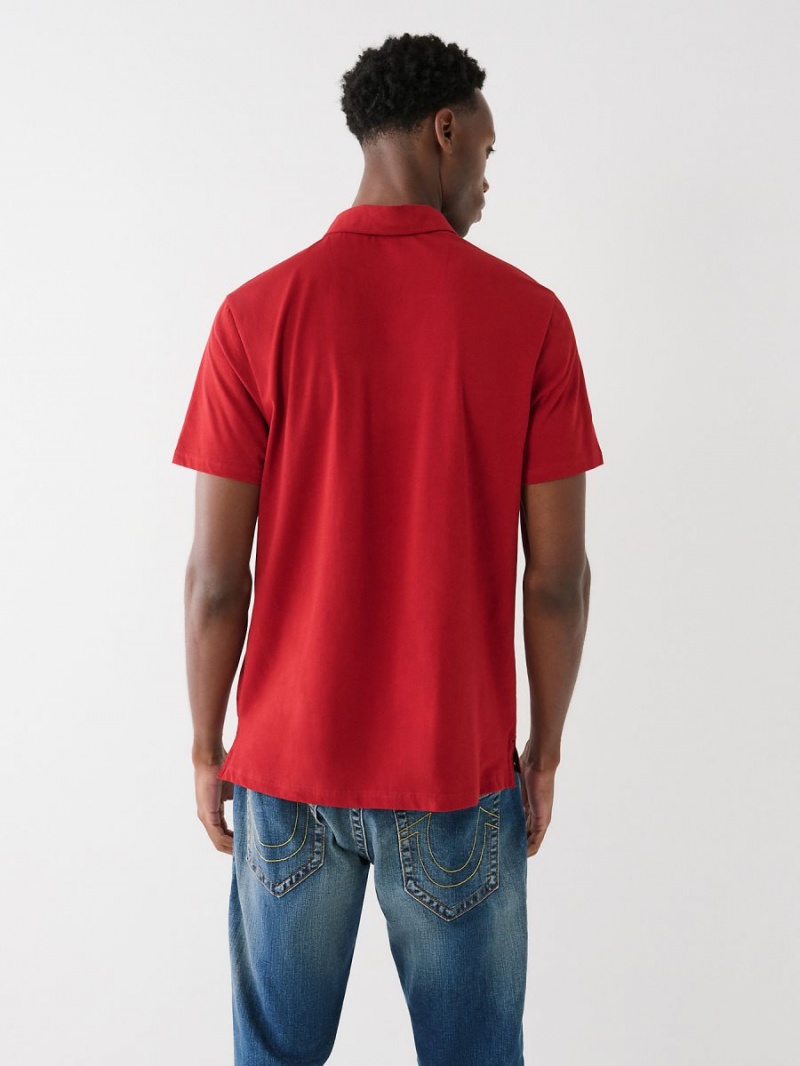 Ruby Red True Religion Logo Polo Shirts | 0157-BONKD