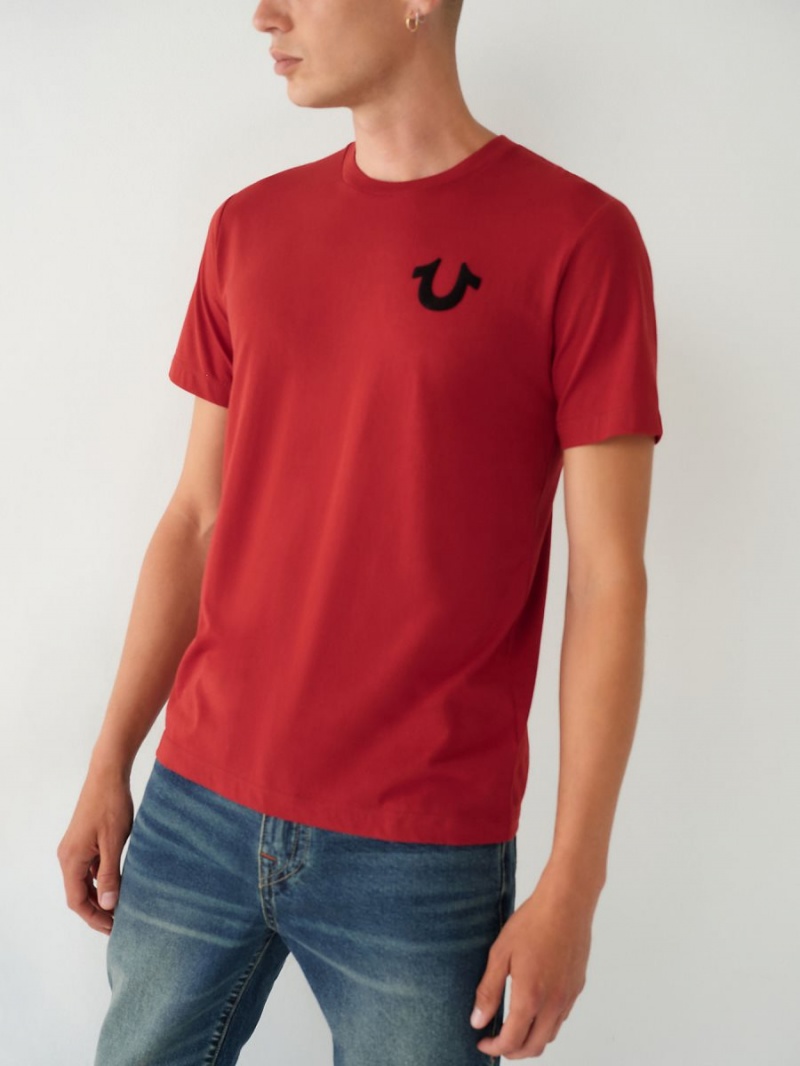 Ruby Red True Religion Logo T Shirts | 2958-VIEWJ