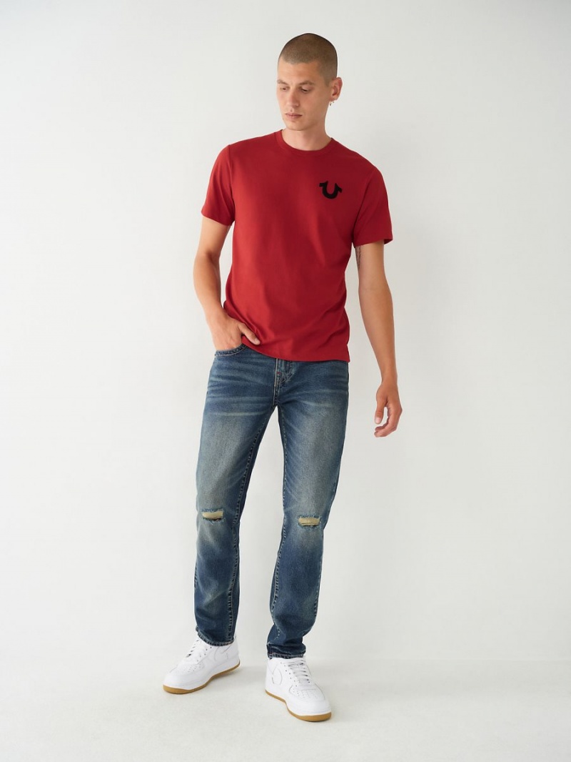 Ruby Red True Religion Logo T Shirts | 2958-VIEWJ