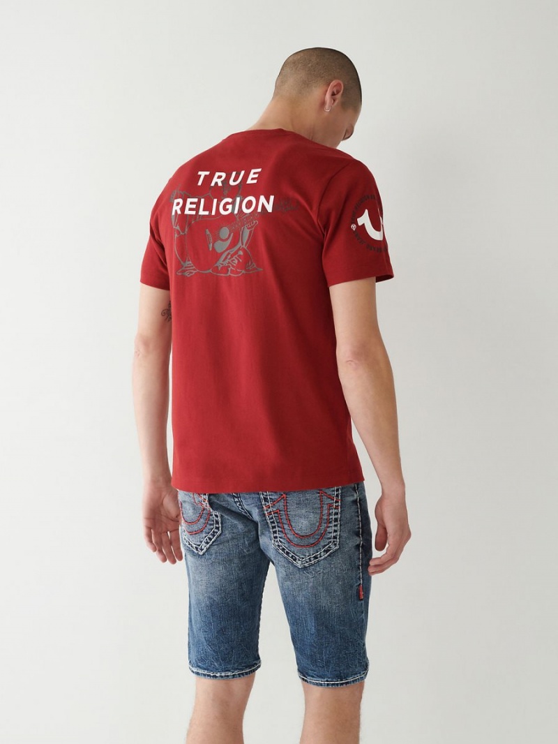 Ruby Red True Religion Logo T Shirts | 5048-LFYUR