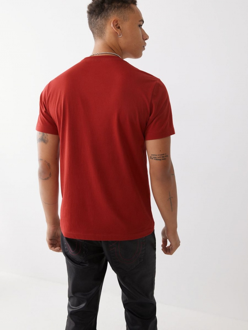 Ruby Red True Religion Logo T Shirts | 9573-AFOIP