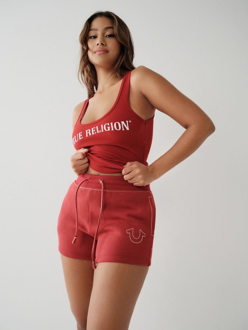 Ruby Red True Religion Logo Tanks | 5648-IKDXV