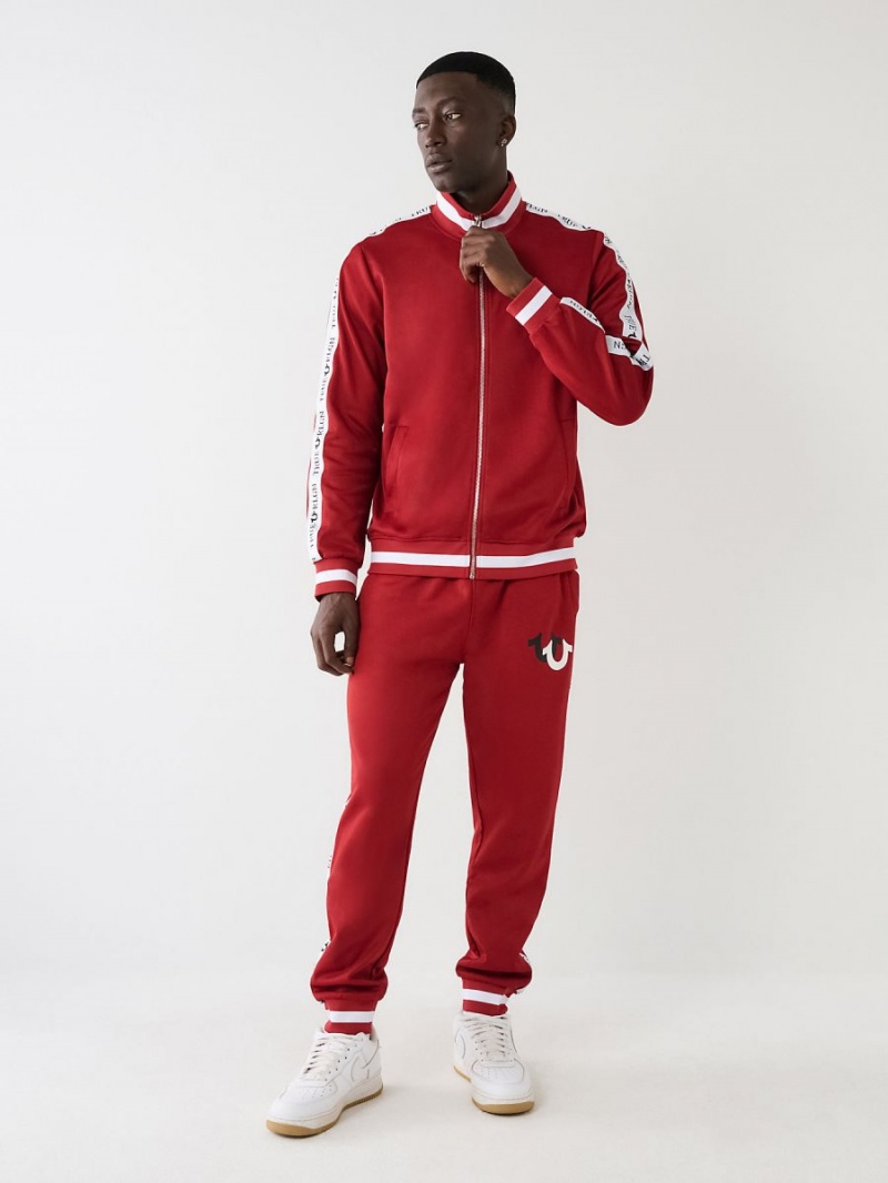 Ruby Red True Religion Logo Trim Track Jacket | 3084-VOYIP