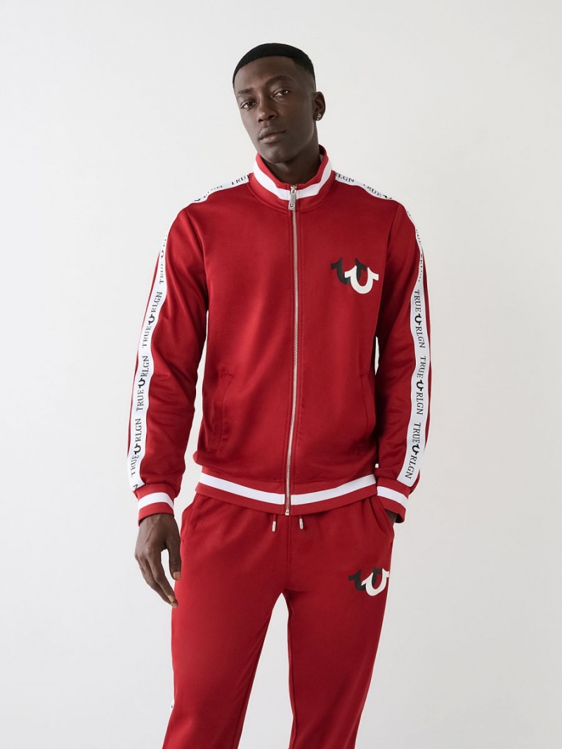 Ruby Red True Religion Logo Trim Track Jacket | 3084-VOYIP