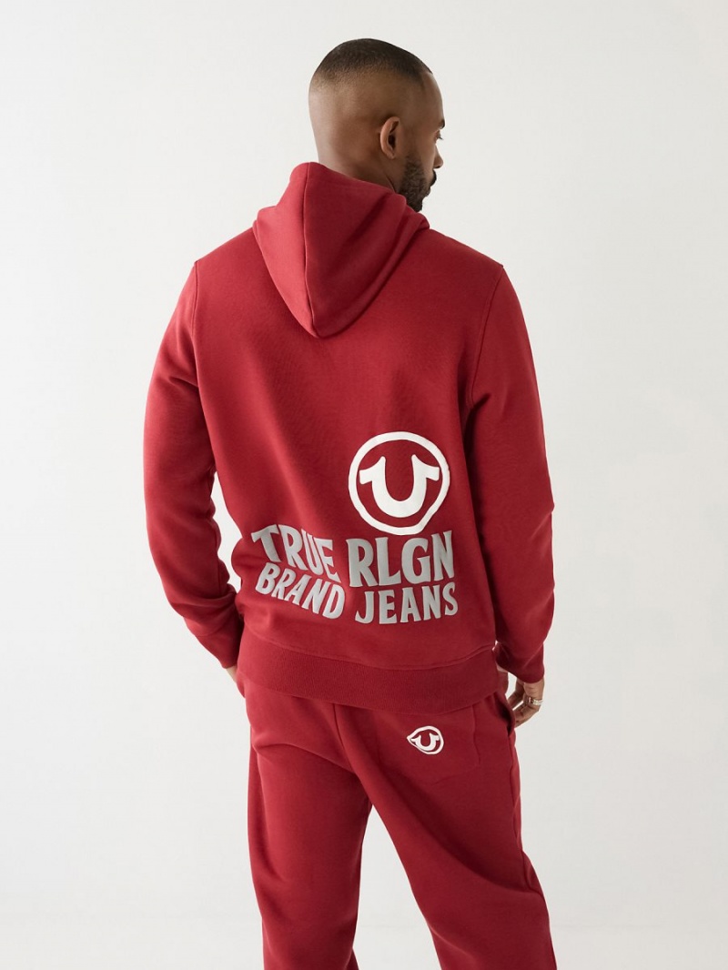 Ruby Red True Religion Puff Trbj Zip Up | 3954-YPZQR