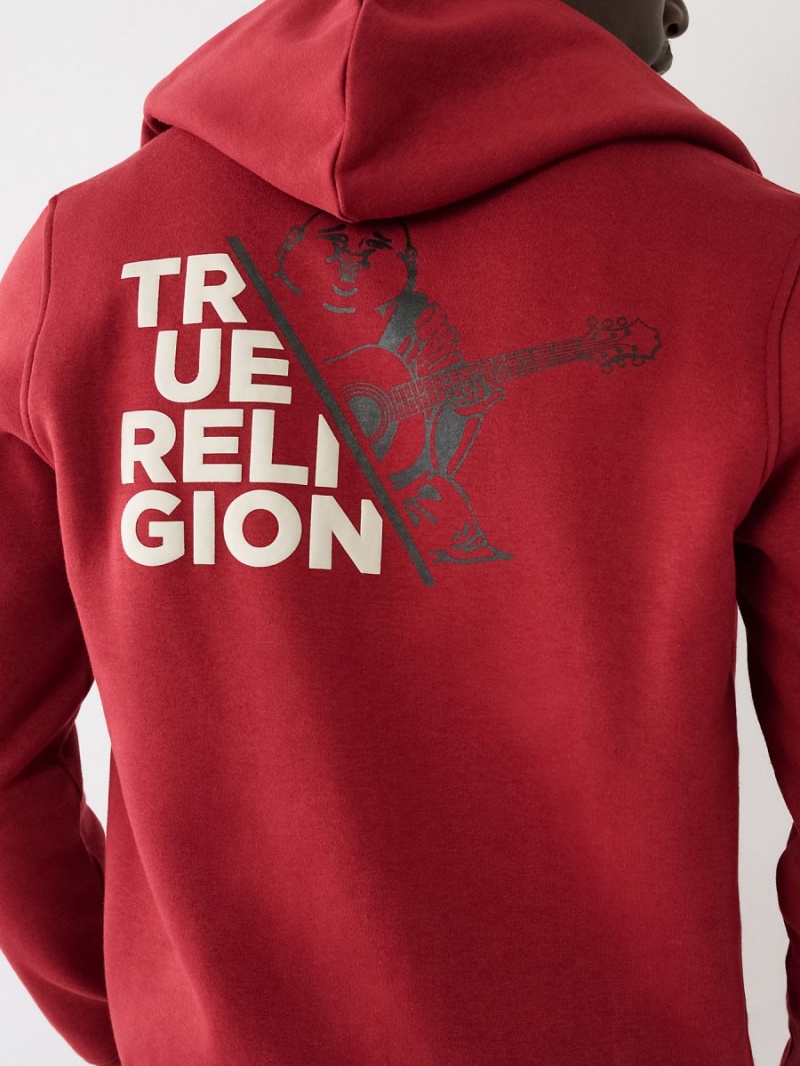 Ruby Red True Religion Zip Hoodie | 5320-HPQBO