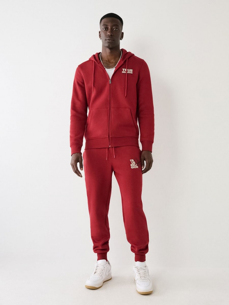 Ruby Red True Religion Zip Hoodie | 5320-HPQBO