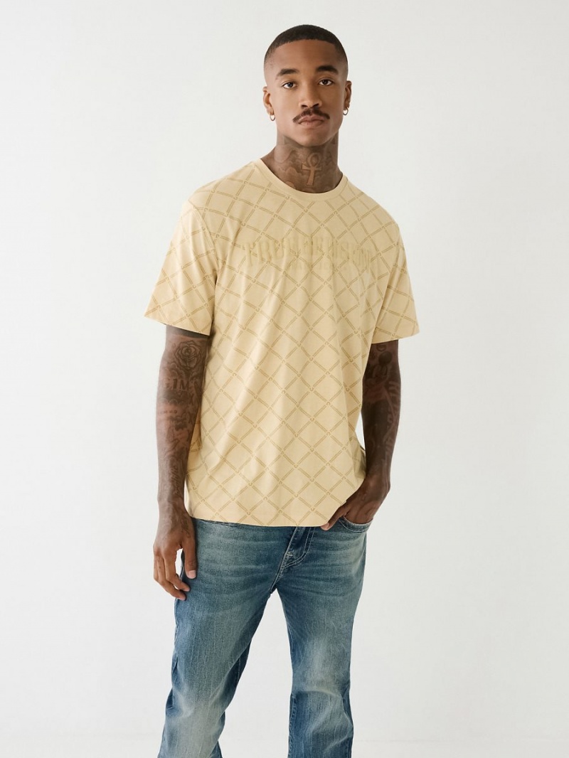 SEMOLINA True Religion Logo Monogram T Shirts | 0514-YVTGC