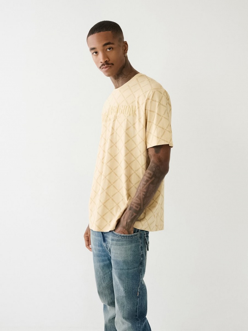 SEMOLINA True Religion Logo Monogram T Shirts | 0514-YVTGC