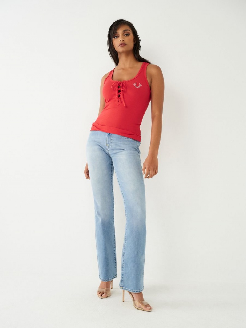 SORBET True Religion Lace Up Studded Logo Tanks | 3728-AKVOE