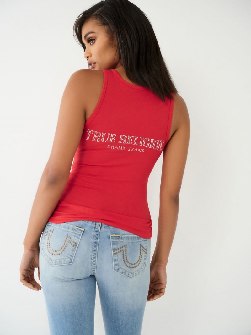 SORBET True Religion Lace Up Studded Logo Tanks | 3728-AKVOE