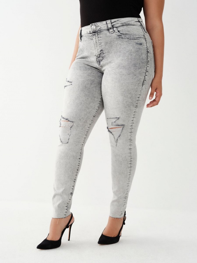 Sandy Beaches W Destroy True Religion Jennie Mid Rise Curvy Skinny Jeans | 4029-GERXU