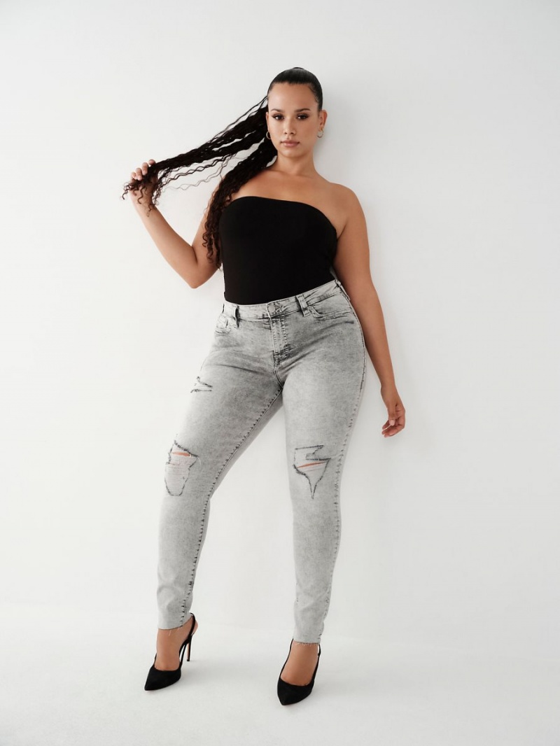 Sandy Beaches W Destroy True Religion Jennie Mid Rise Curvy Skinny Jeans | 4029-GERXU