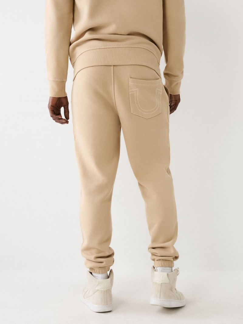 Scuffed Beige True Religion Big T Logo Jogger | 5796-HROQN