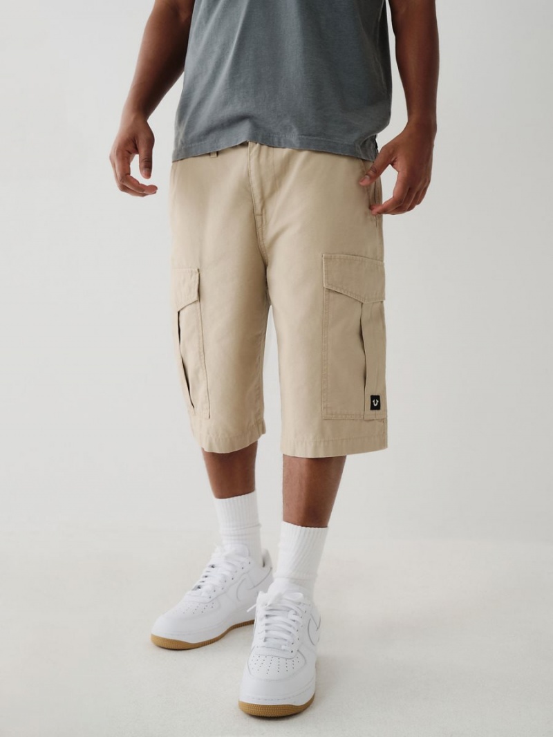 Scuffed Beige True Religion Cargo Shorts | 3150-ZHEQT