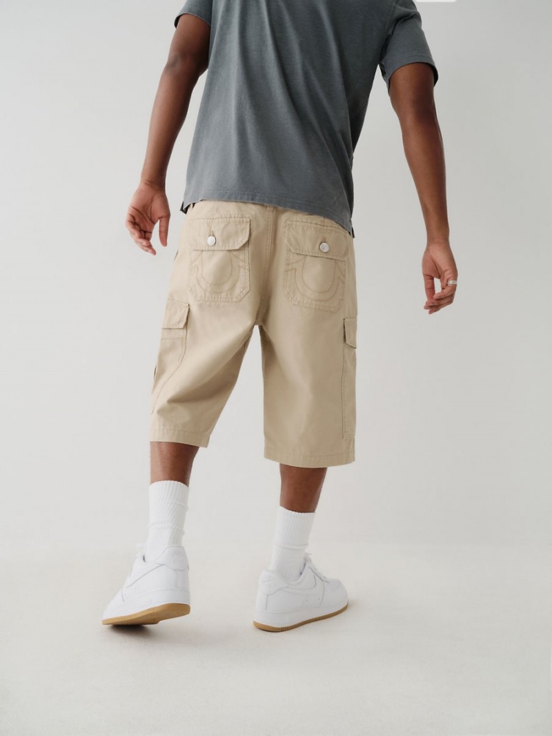 Scuffed Beige True Religion Cargo Shorts | 3150-ZHEQT