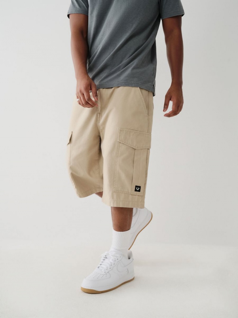 Scuffed Beige True Religion Cargo Shorts | 3150-ZHEQT