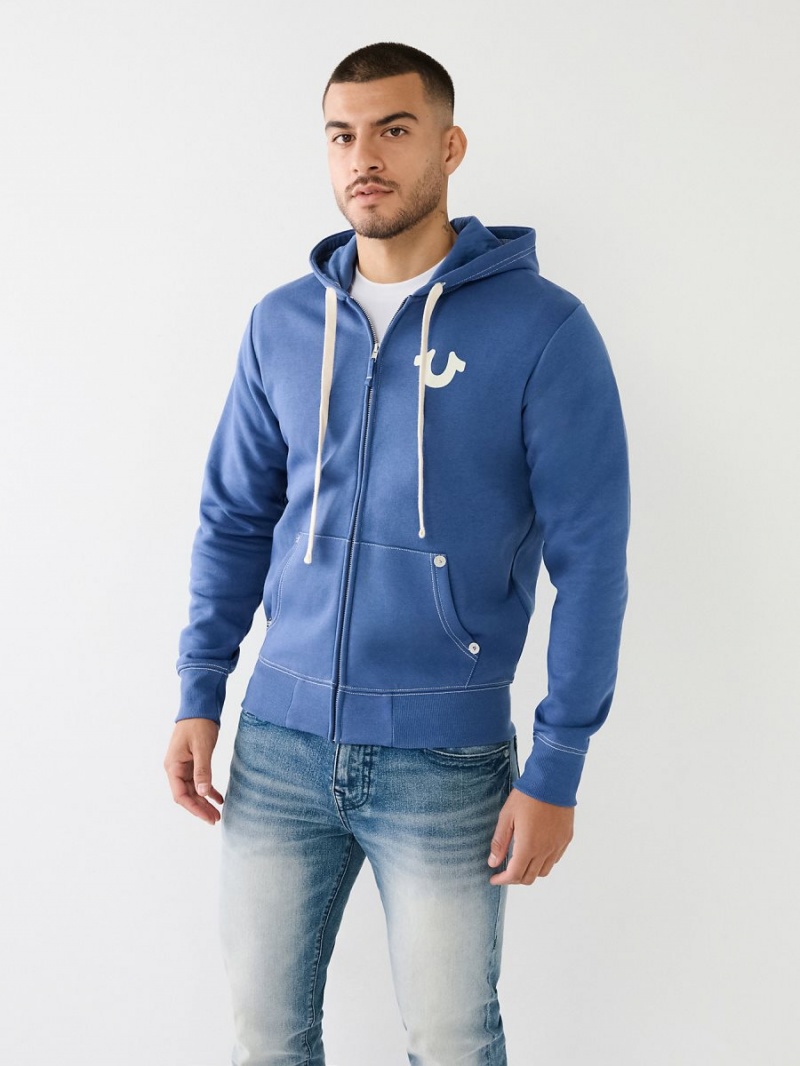 Slate True Religion Buddha Zip Hoodie | 0317-TCGPS