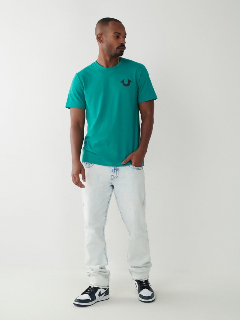 Slate True Religion Logo T Shirts | 7435-TNDUL