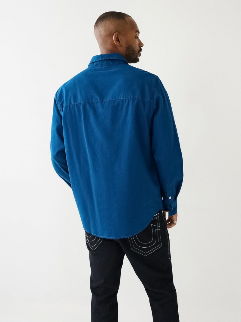 Soft Aqua True Religion Utility Shirts | 0837-QOKJE