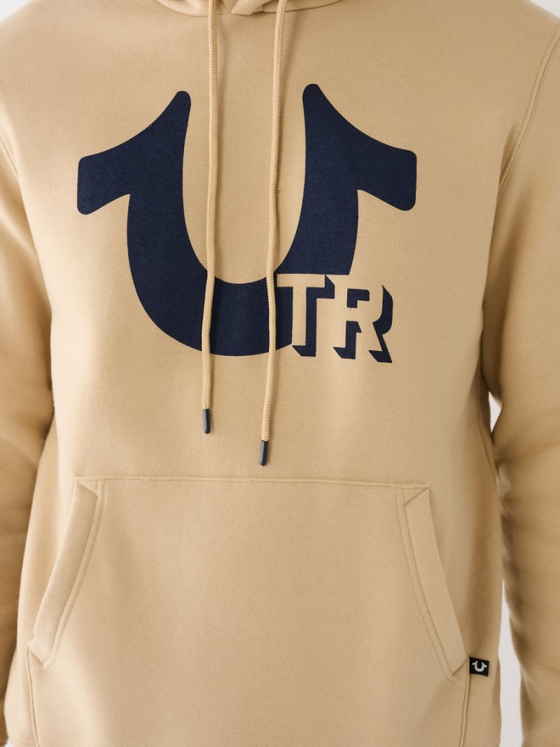 Travertine/Dk Navy True Religion Horseshoe Logo Hoodie | 0182-NVORW