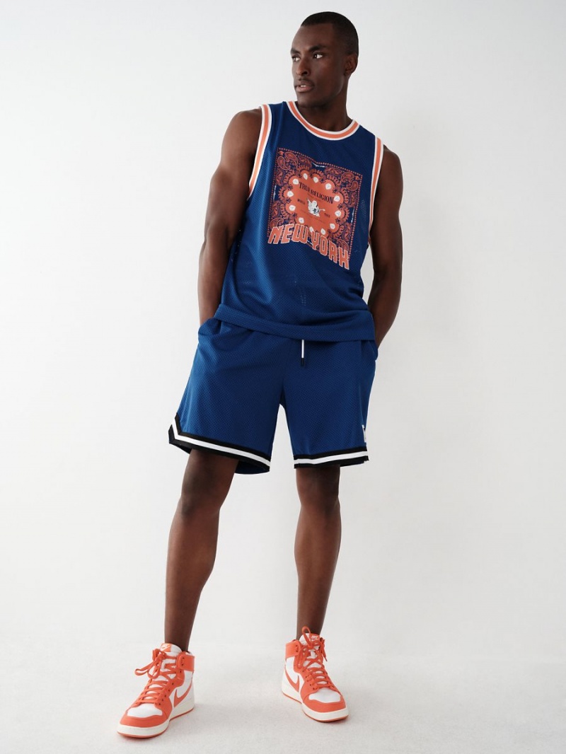 True Blue True Religion Mesh Jersey Tanks | 1329-WQASO