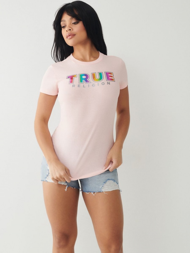 Venice Beach True Religion Logo T Shirts | 4592-BVDQS