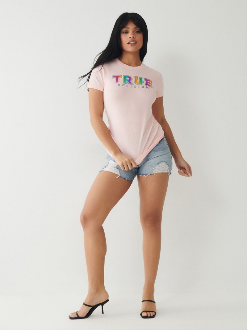 Venice Beach True Religion Logo T Shirts | 4592-BVDQS