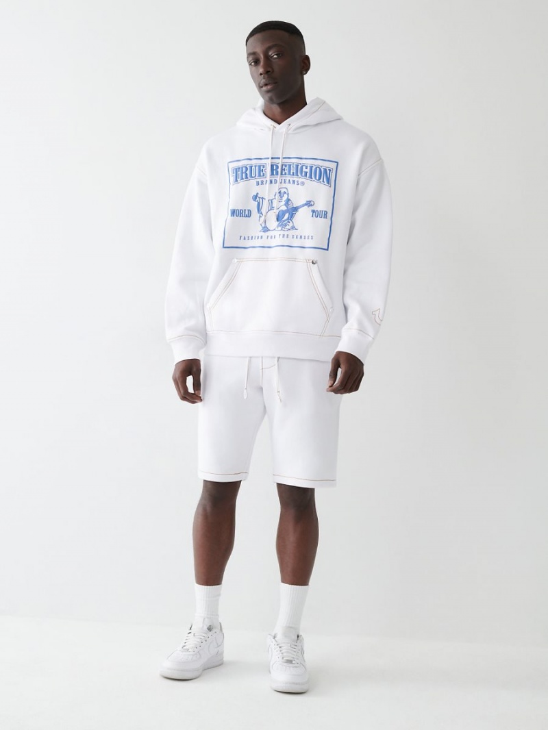 White True Religion Big T Logo Relaxed Hoodie | 1537-DJWLC