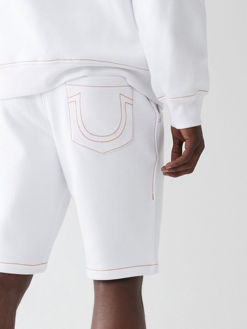 White True Religion Big T Sweat Shorts | 1458-FLUVA