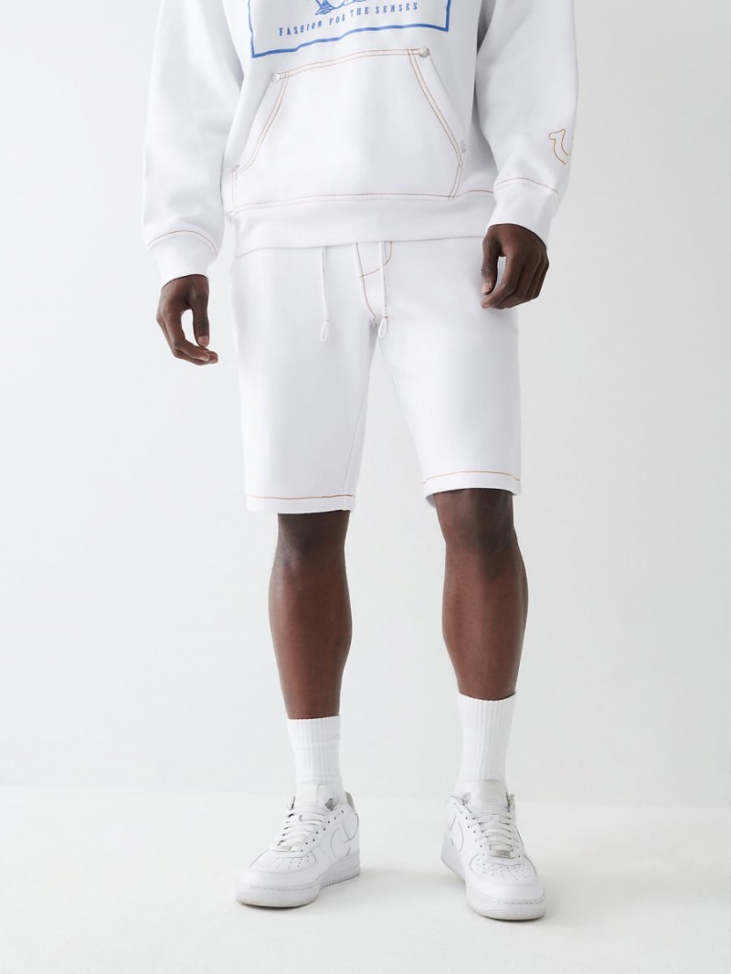 White True Religion Big T Sweat Shorts | 1458-FLUVA