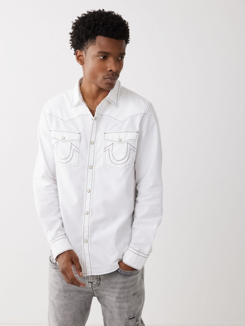 White True Religion Big T Western Shirts | 4958-VDHWX