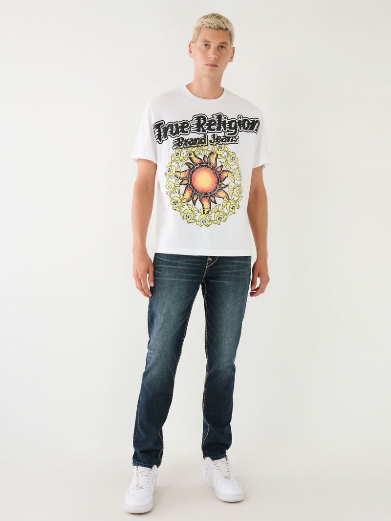 White True Religion Blazing Shoey Graphic Relaxed T Shirts | 2389-NAWJQ