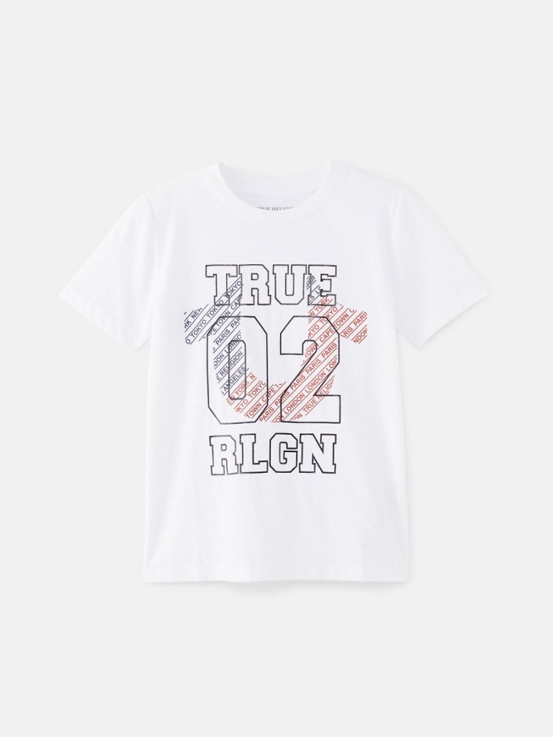 White True Religion Boys 02 City Hs Logo T Shirts | 0493-ZBNHM