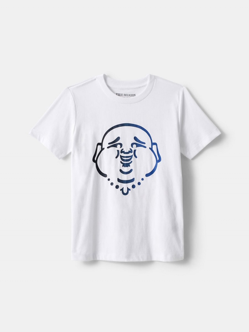 White True Religion Boys Buddha T Shirts | 3079-MYDKQ